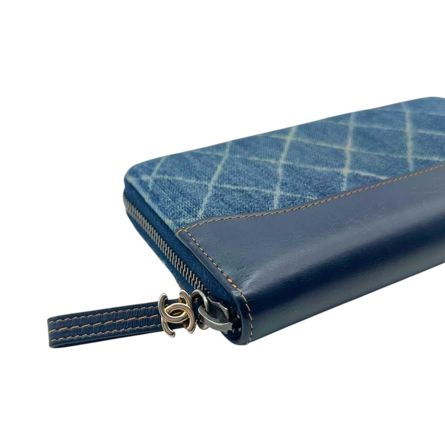 Chanel Blue Denim Zip-Around Long Wallet