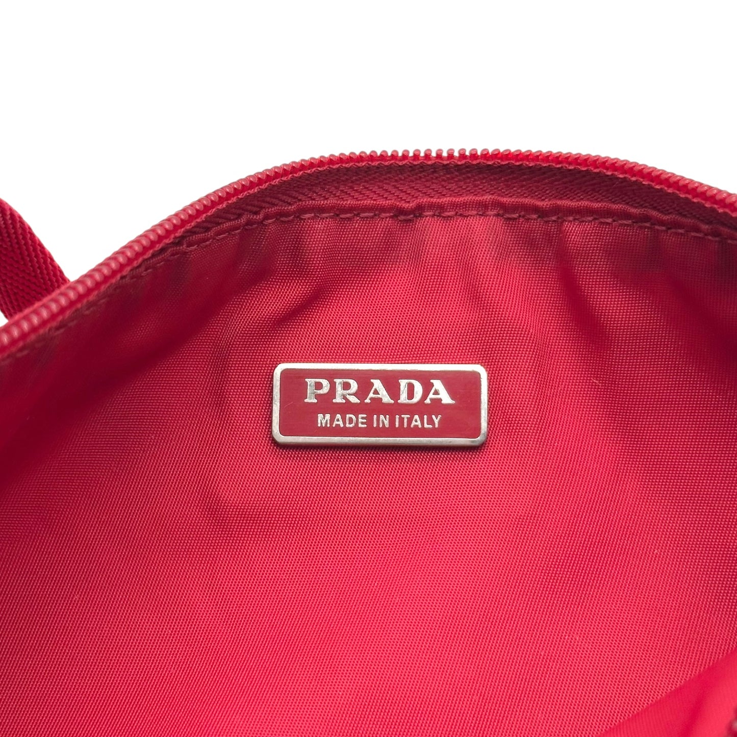 Prada Red Nylon Rectangle Mini Pochette Bag