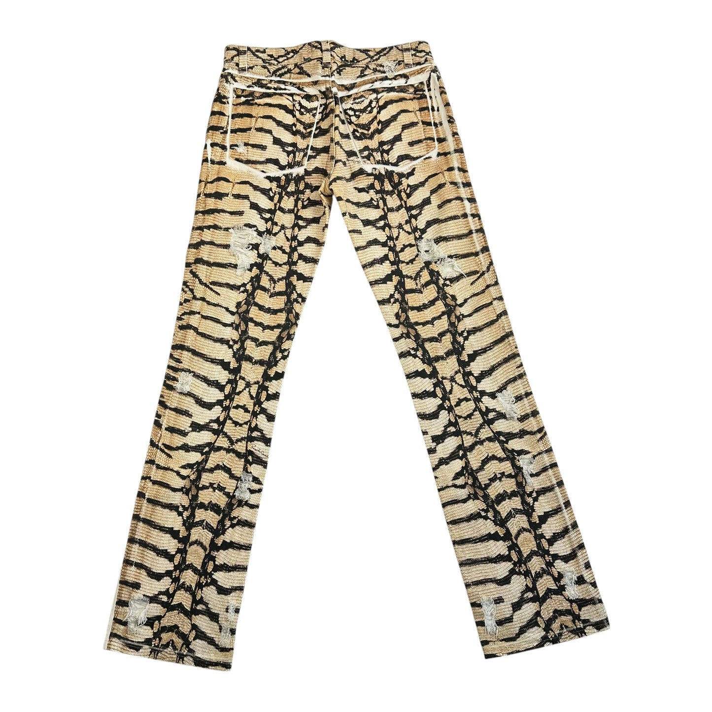 Roberto Cavalli Distressed Leopard Print Jeans