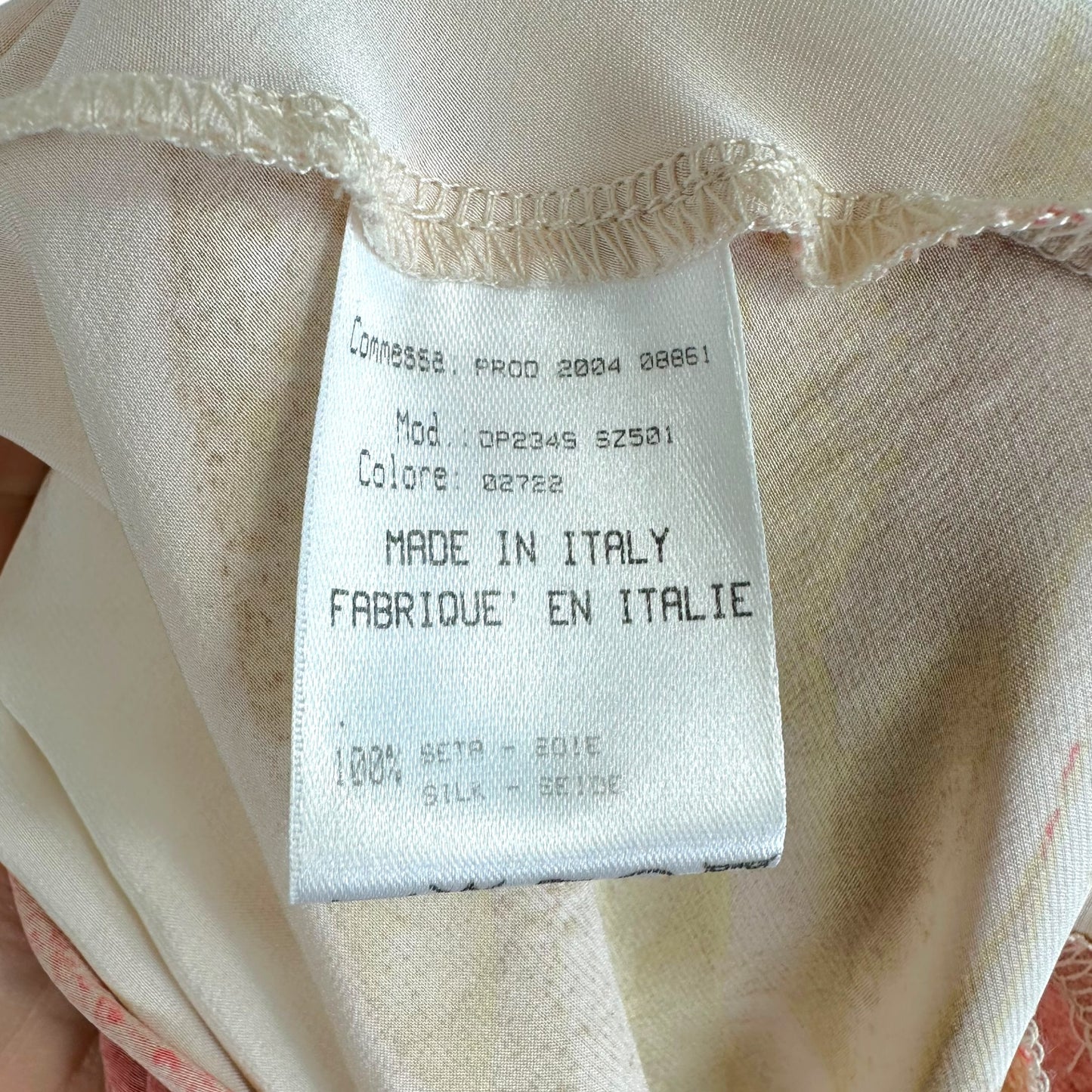 Roberto Cavalli 2004 Light Pink Rose Print Silk Pleated Midi Skirt