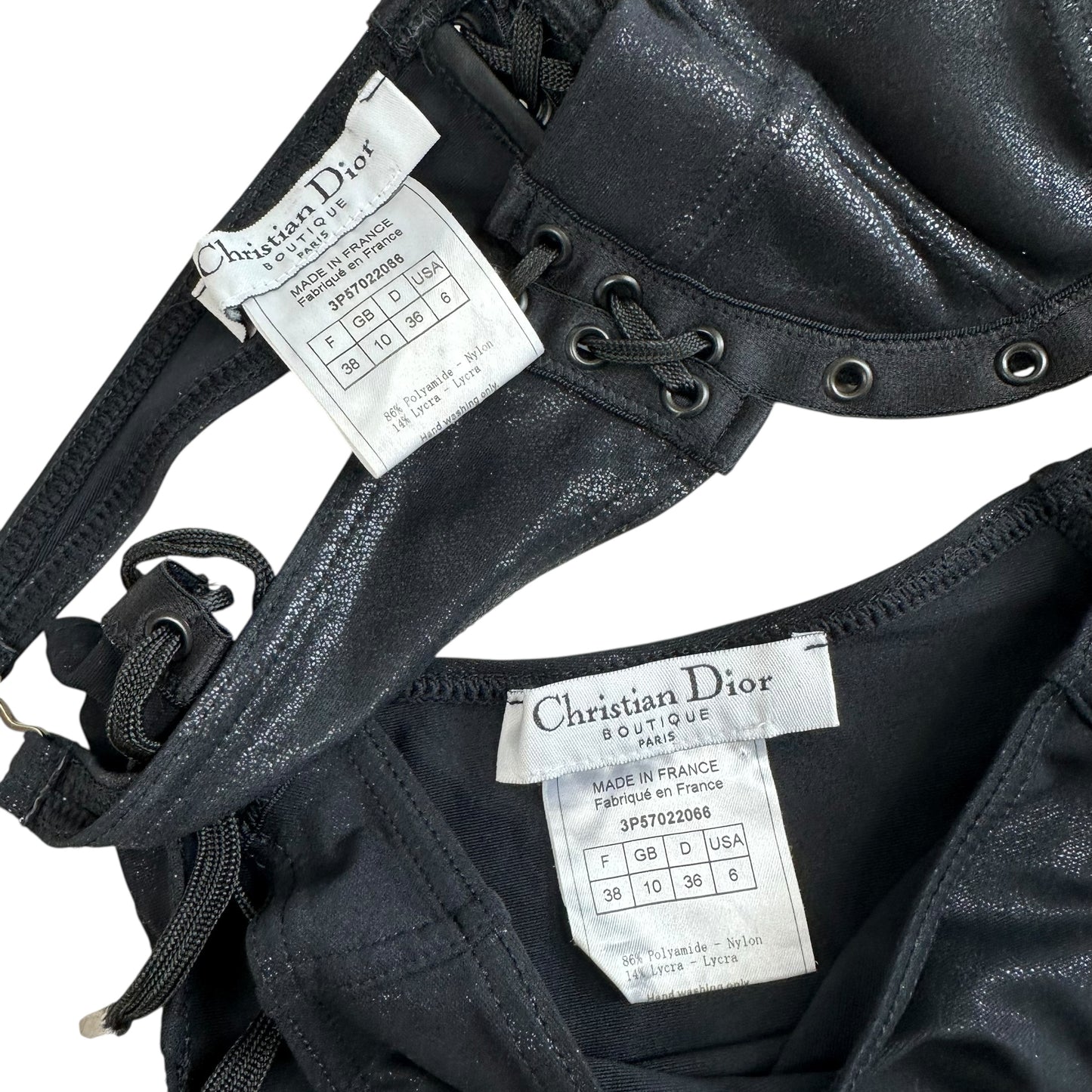 Christian Dior S/S 2003 Black Lace Up Bikini