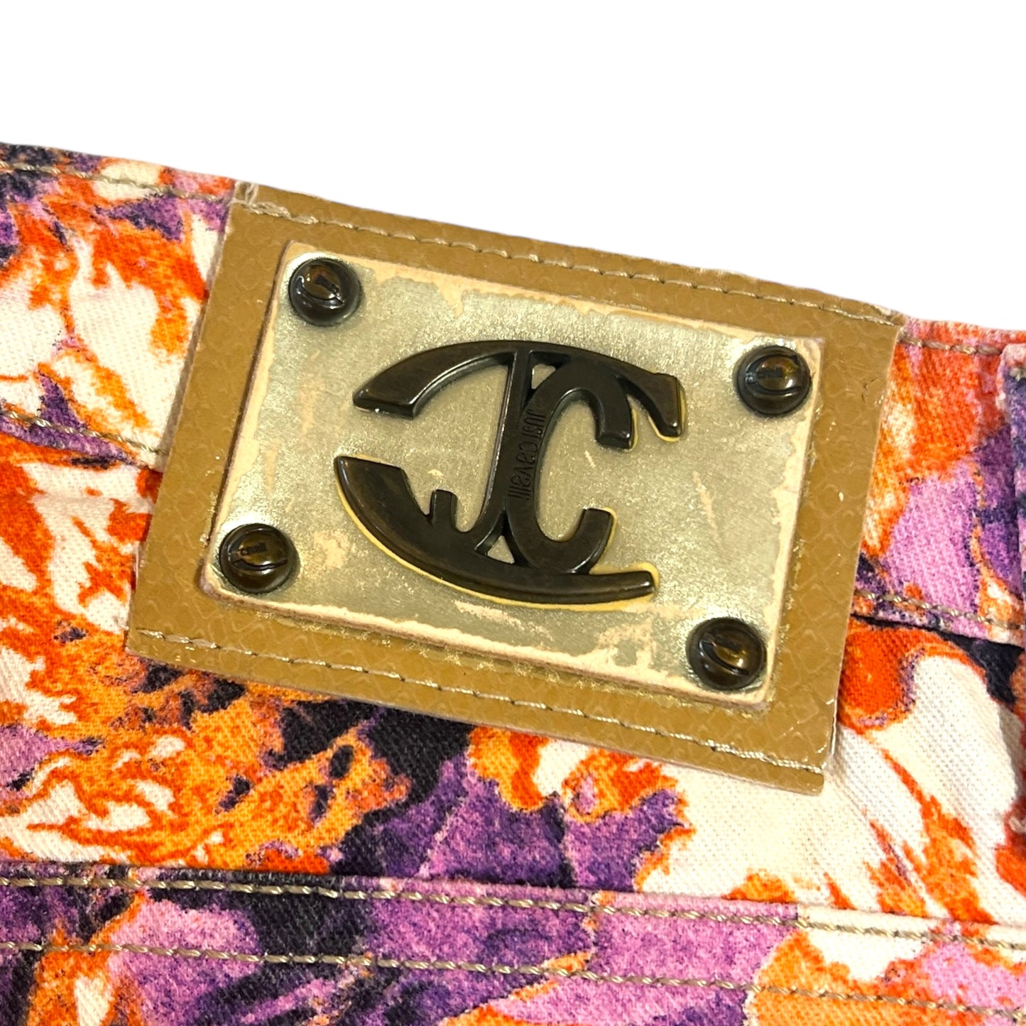 Just Cavalli by Roberto Cavalli Purple & Orange Floral Printe Jeans - Outfit Repeater