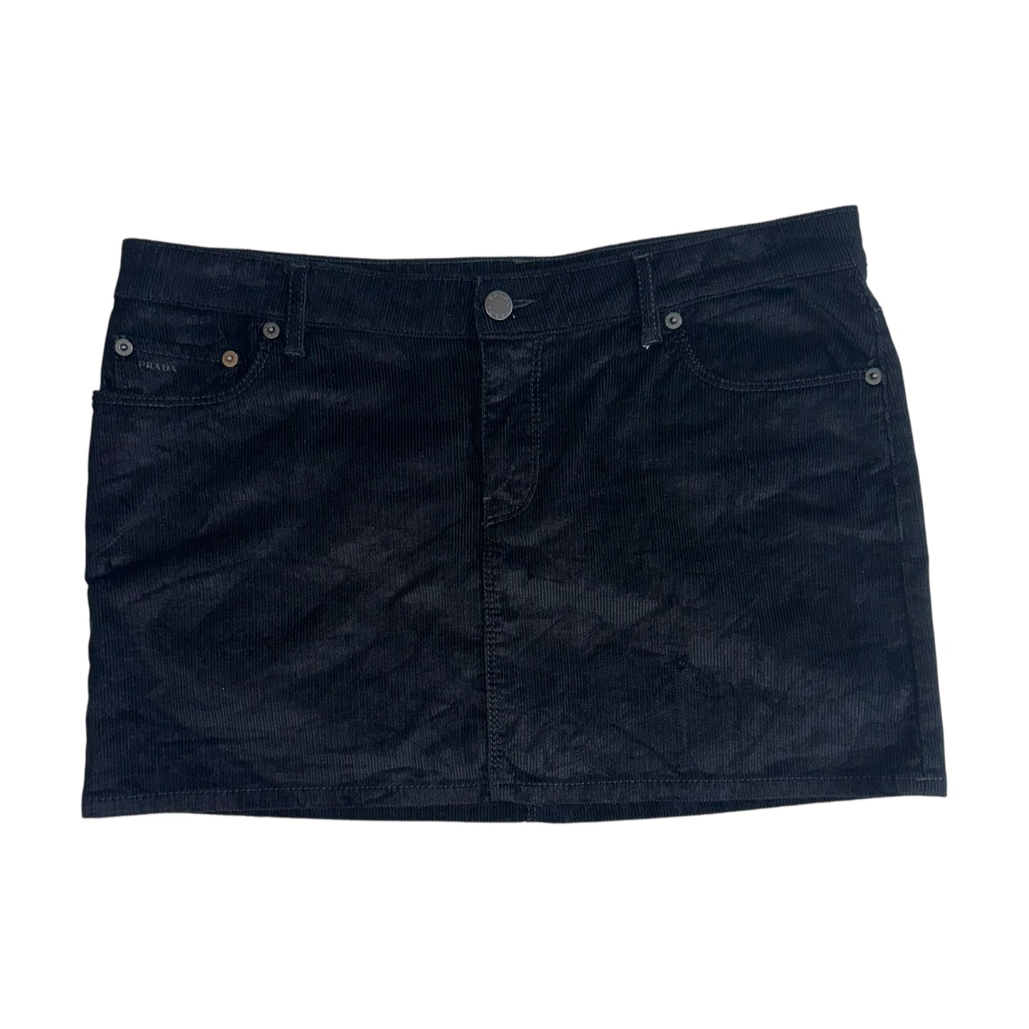 Prada Black Corduroy Mini Skirt