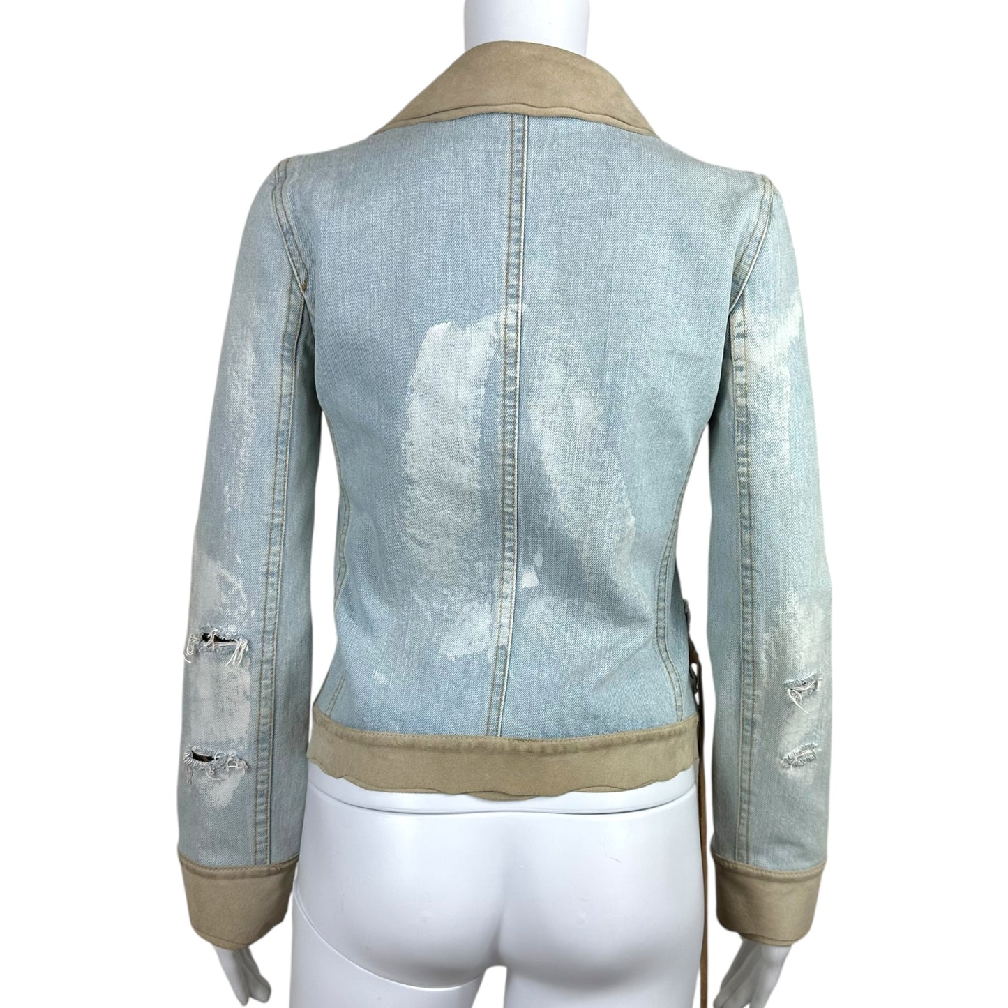 Dolce & Gabbana Distressed Denim & Suede Cropped Jacket