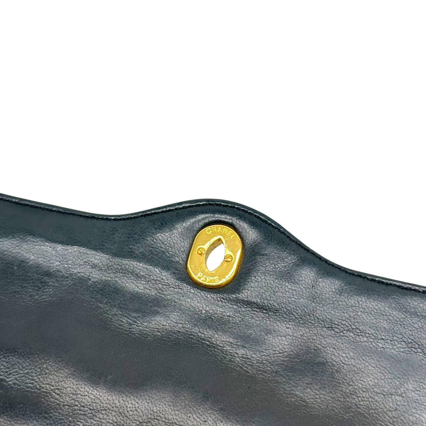 Chanel Black Lambskin Two-Tone Metal Double Flap Medium Diana Bag 1991-94