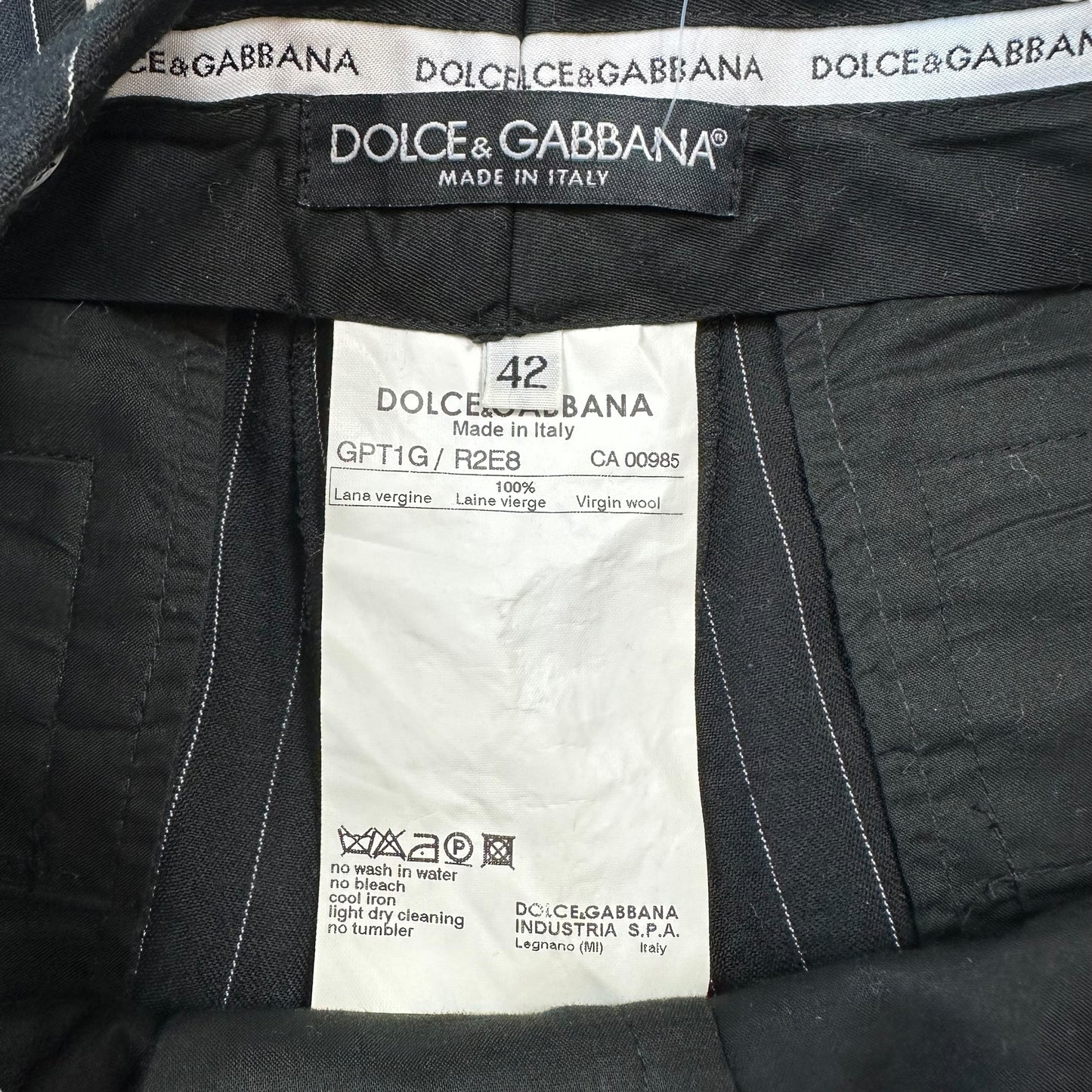 Dolce & Gabbana Black Pinstriped Wool Trousers