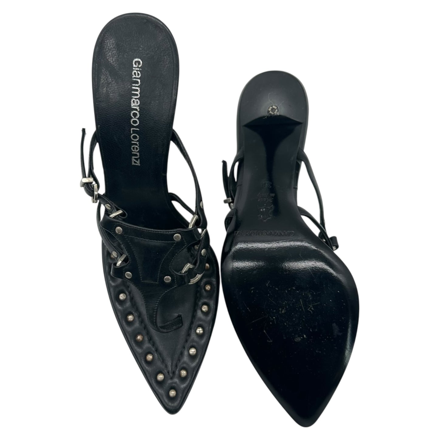 Gianmarco Lorenzi Pointed Toe Studded Flip Flop Heels