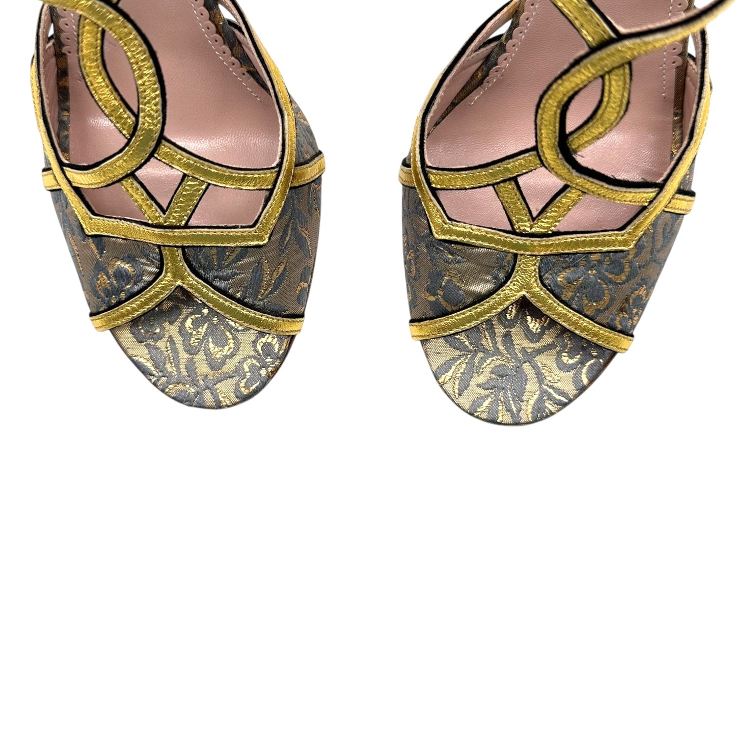 Prada Gold & Blue Jacquard Princess Heels