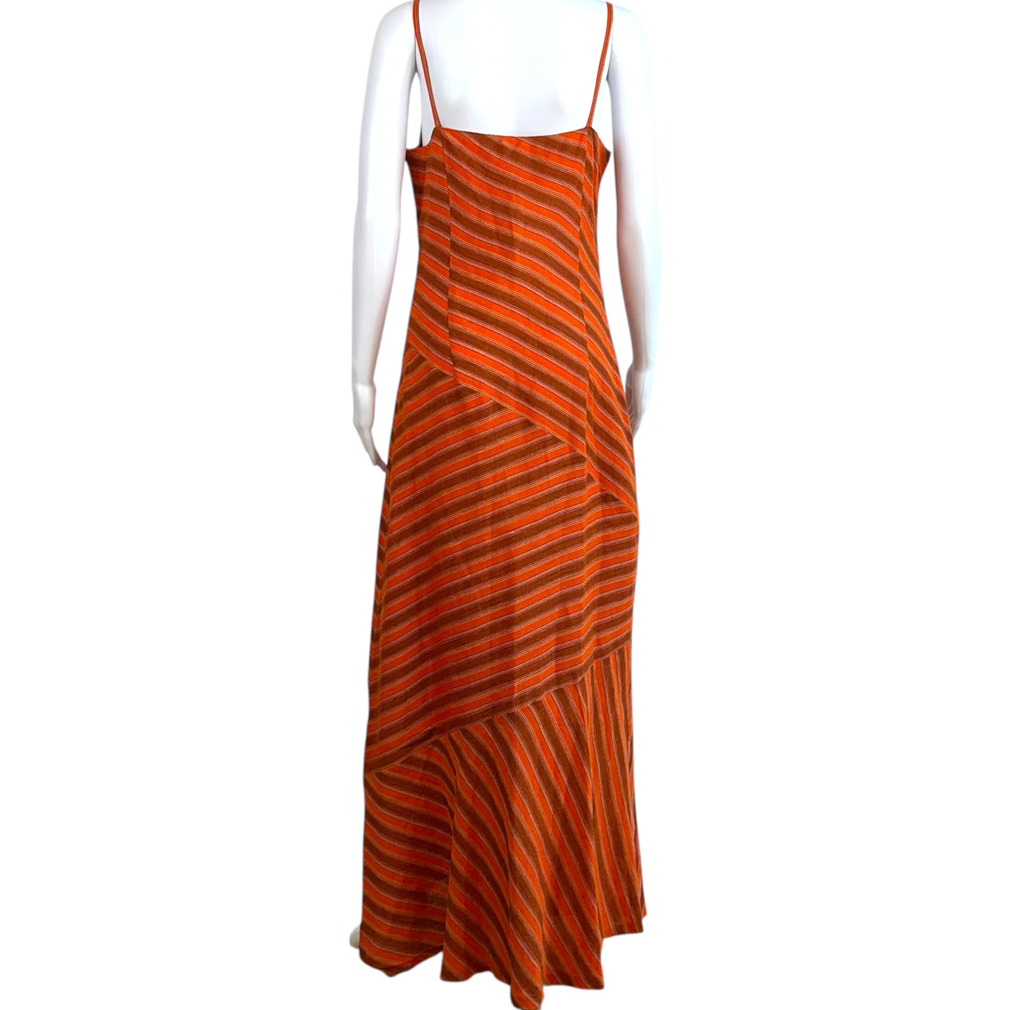 M Missoni Orange Striped Beaded Maxi Dress