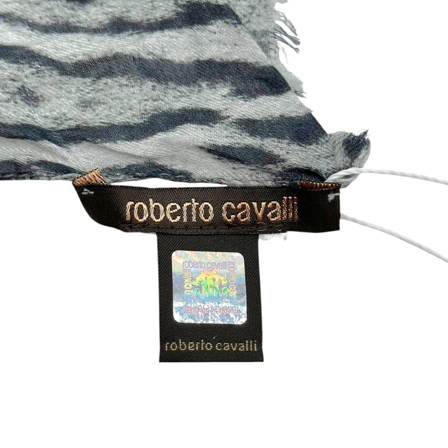 Roberto Cavalli Semi-Sheer Gray Leopard Print Stole Scarf