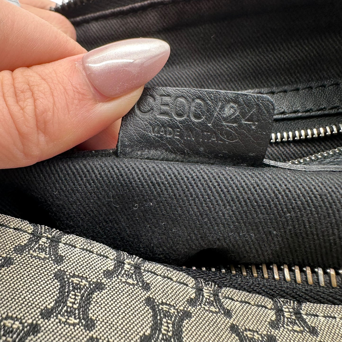 Celine Navy Triomphe Monogram Mini Shoulder Bag - Outfit Repeater