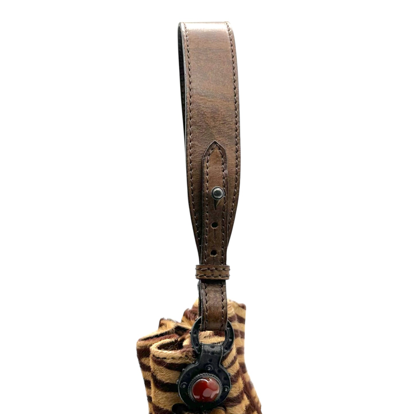 Valentino Brown Zebra Print Ponyhair Bucket Bag