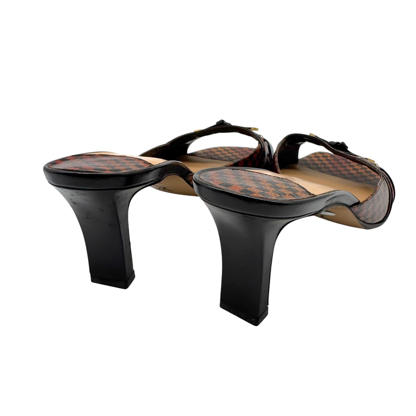 Louis Vuitton Damier Ebene Kitten Heel Mule Sandals