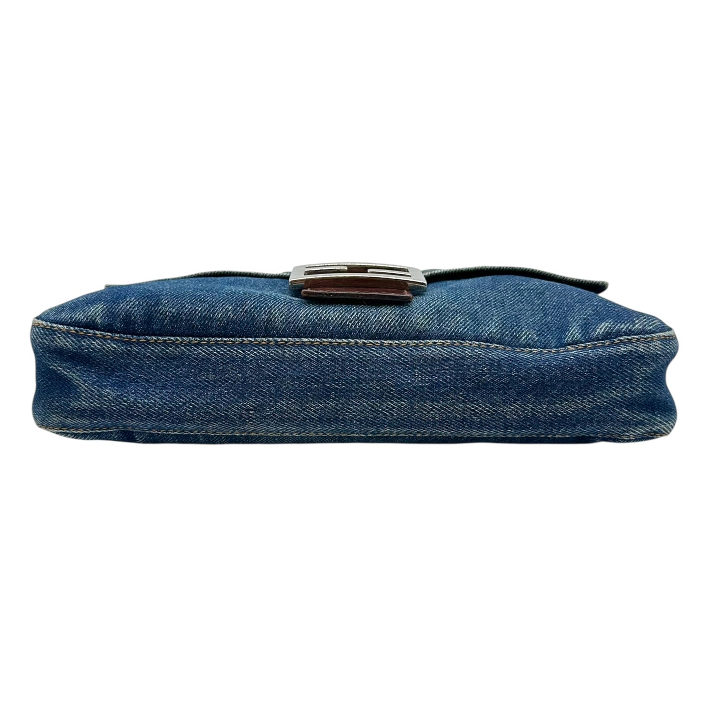 Fendi Denim & Brown Leather Baguette Bag