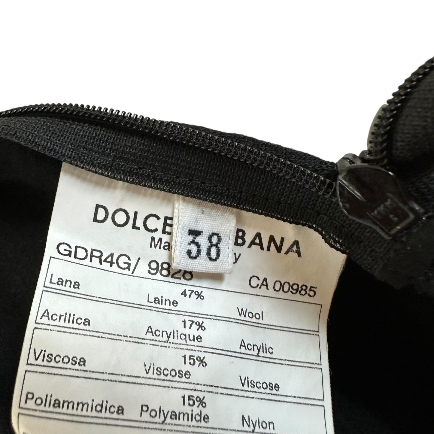 Dolce & Gabbana Black Wool Midi Dress With Lace Trim