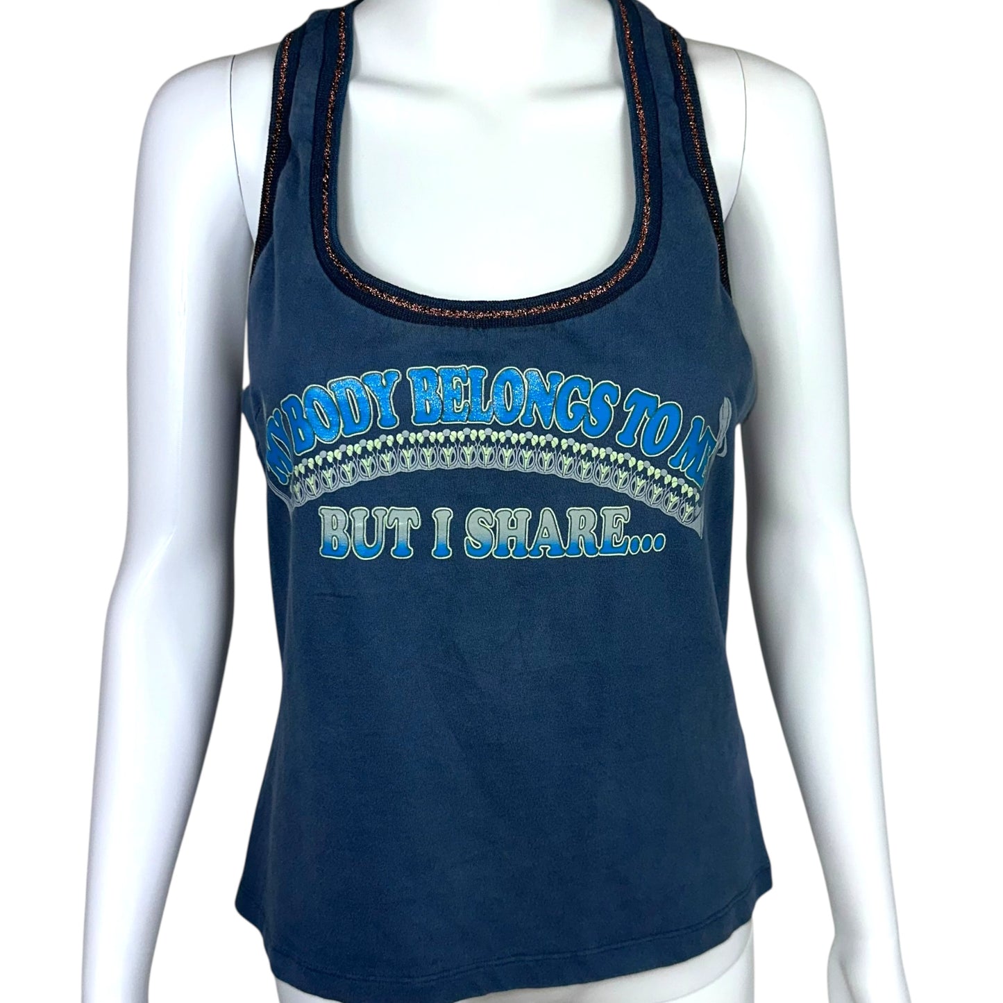 D&G Dolce & Gabbana 'My Body Belongs to Me.. But I Share' Tank Top