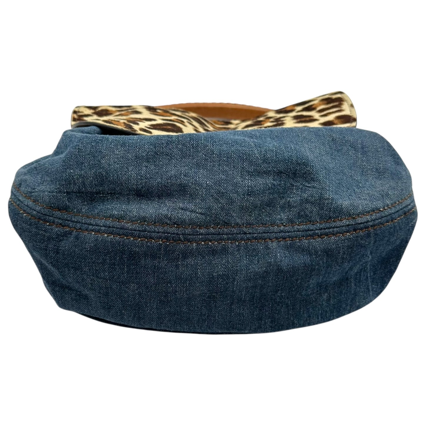 Miu Miu Denim & Leopard Print Ponyhair 2-Way Bag