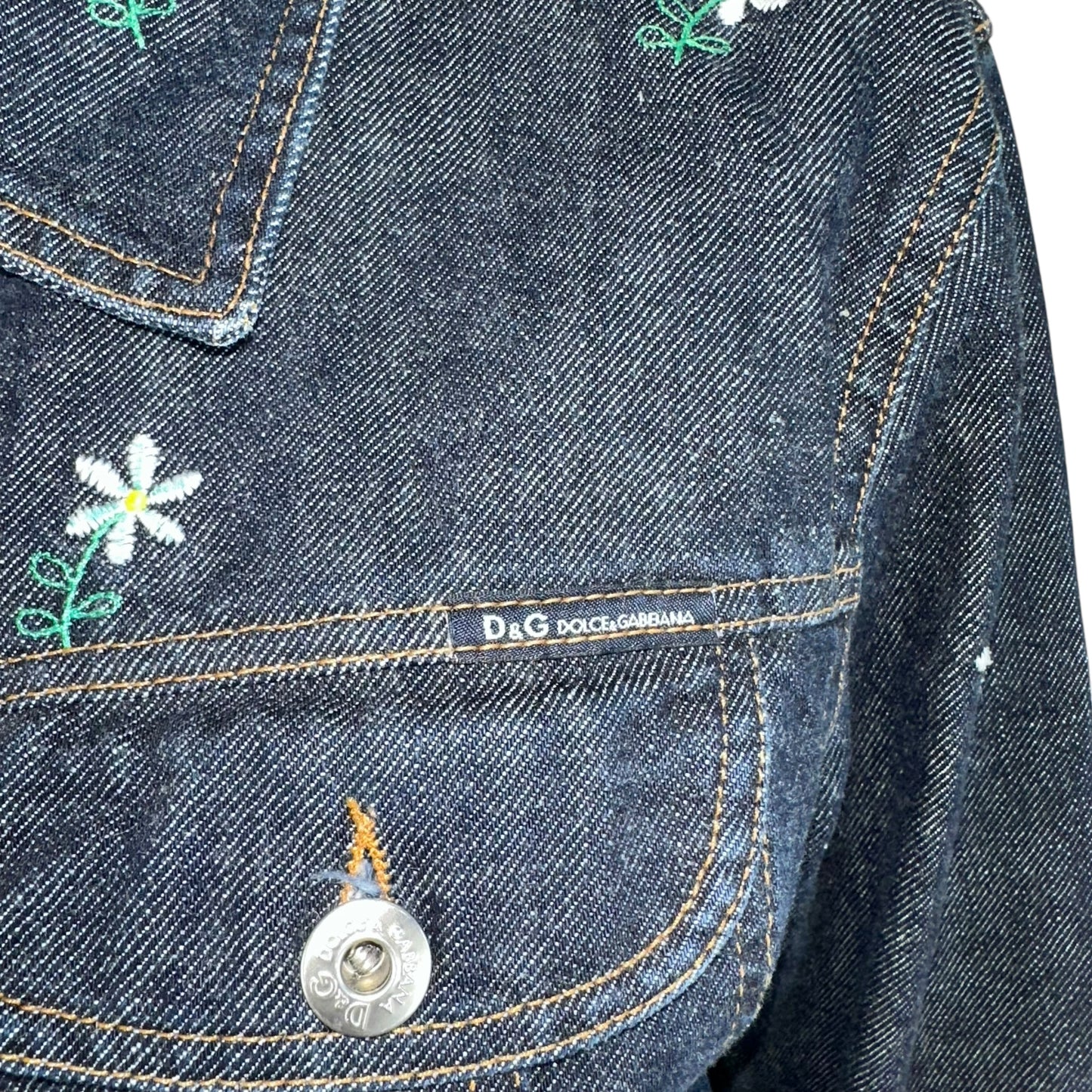 D&G Dolce & Gabbana Daisy Embroidered Denim Jacket