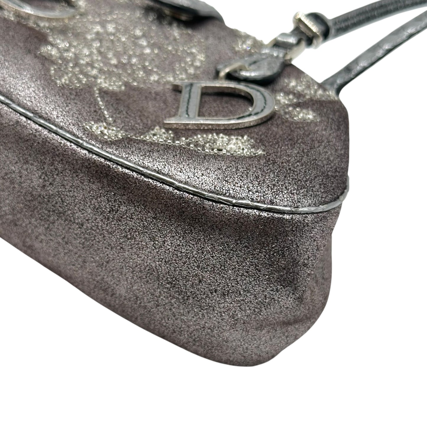 Christian Dior Limited Edition Silver Python & Beaded Suede Crossbody Bag