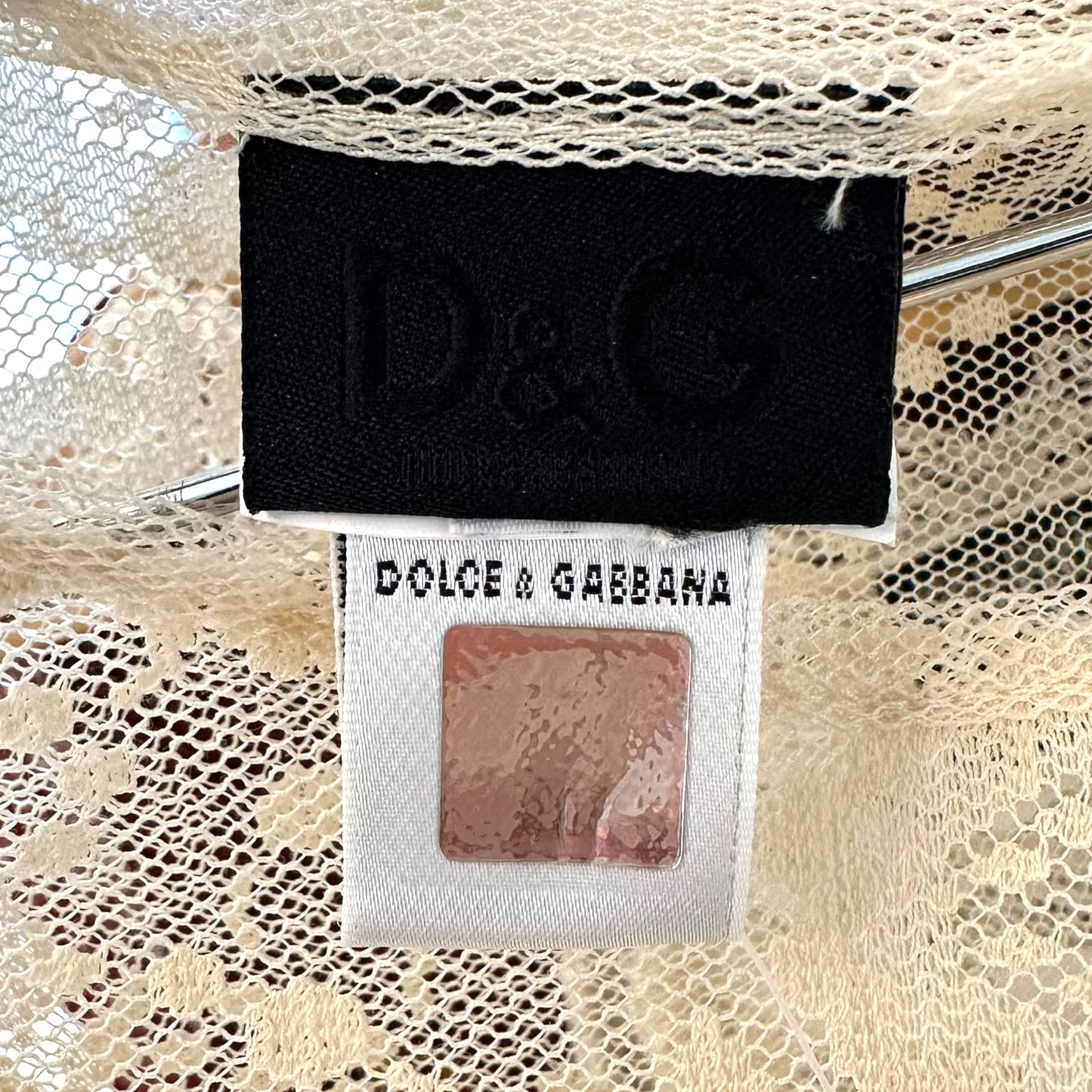 D&G Dolce & Gabbana 90's Ivory Lace Blouse & Bandeau Set