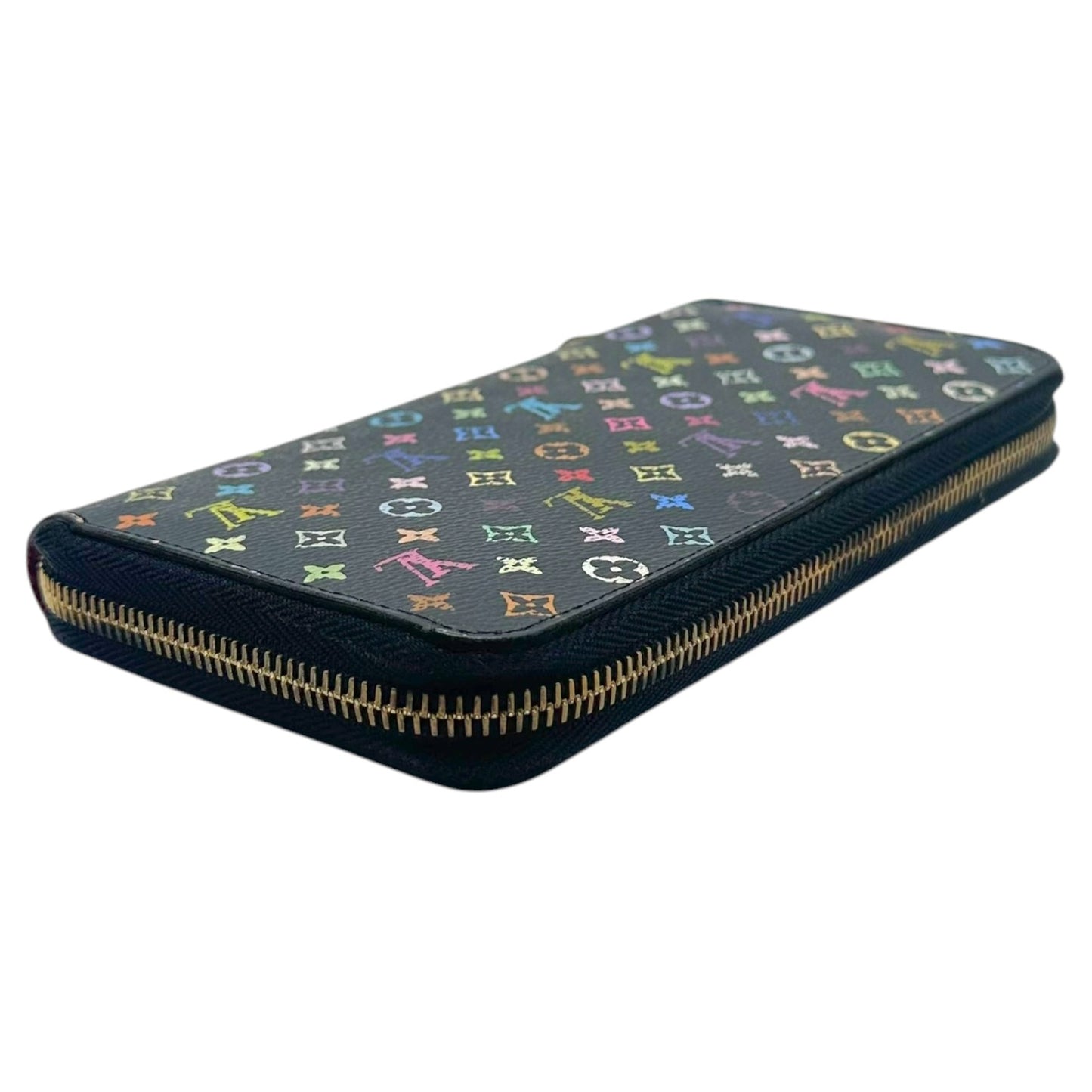 Louis Vuitton Long Zip Wallet Black Multicolor Murakami