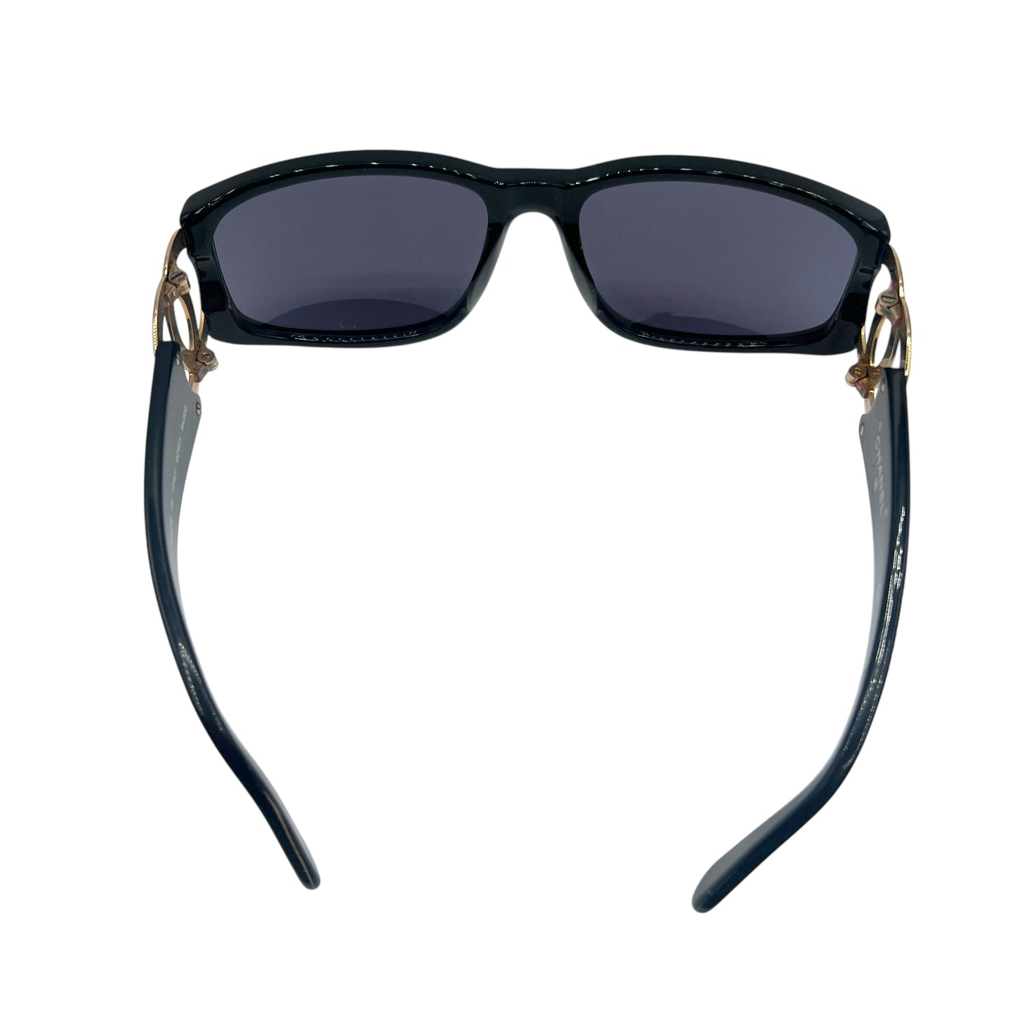 Chanel 02461 Black & Gold CC Logo Side Sunglasses w/ Case