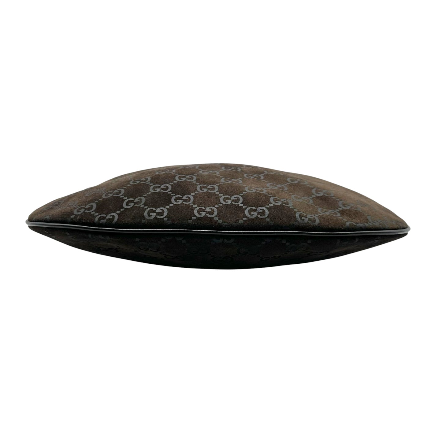 Gucci Brown Suede Monogram Crescent Hobo Bag