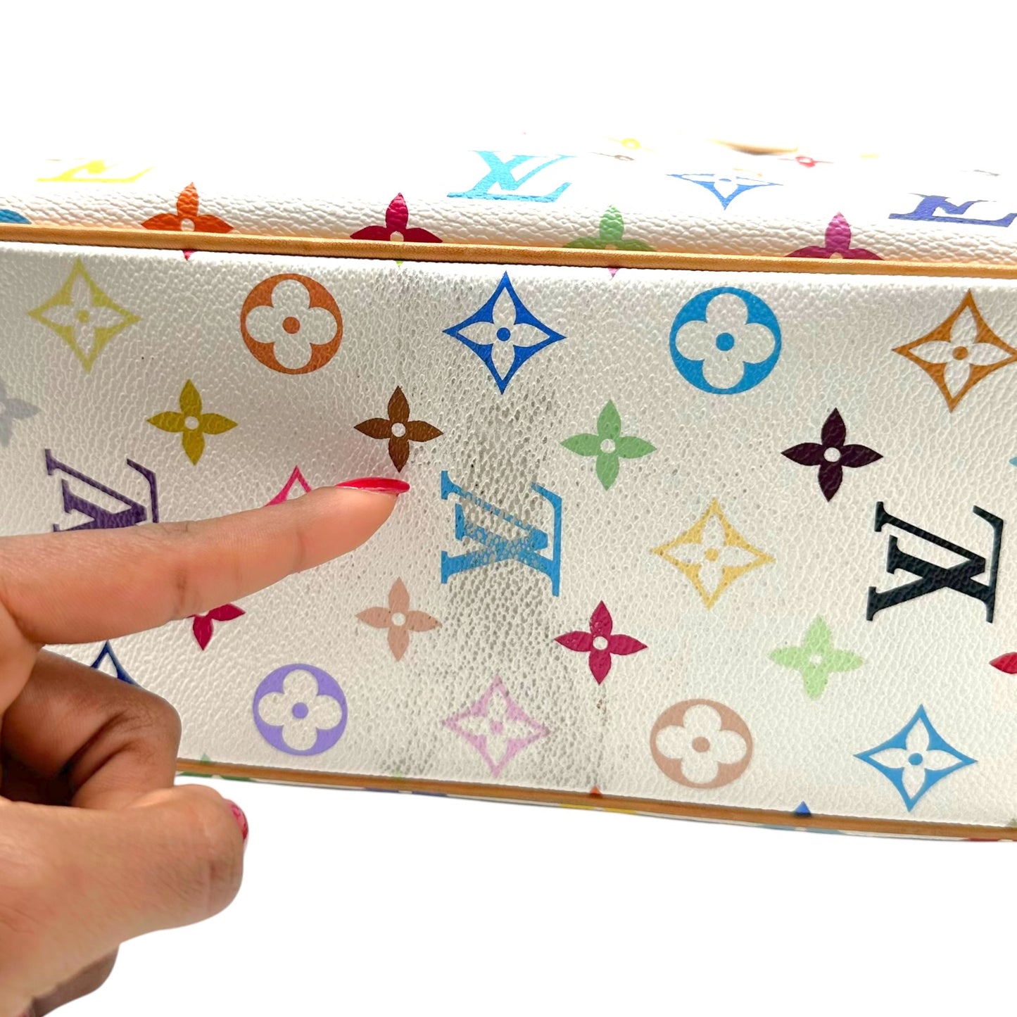 Louis Vuitton Trouville Handbag White Multicolor Murakami