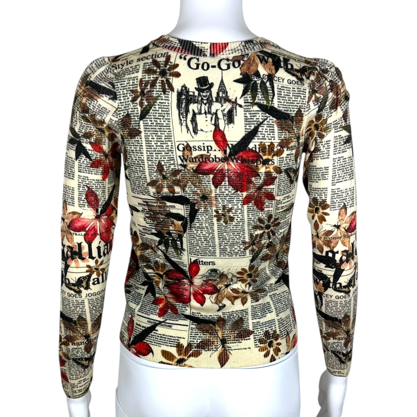 John Galliano Newsprint & Floral Cardigan