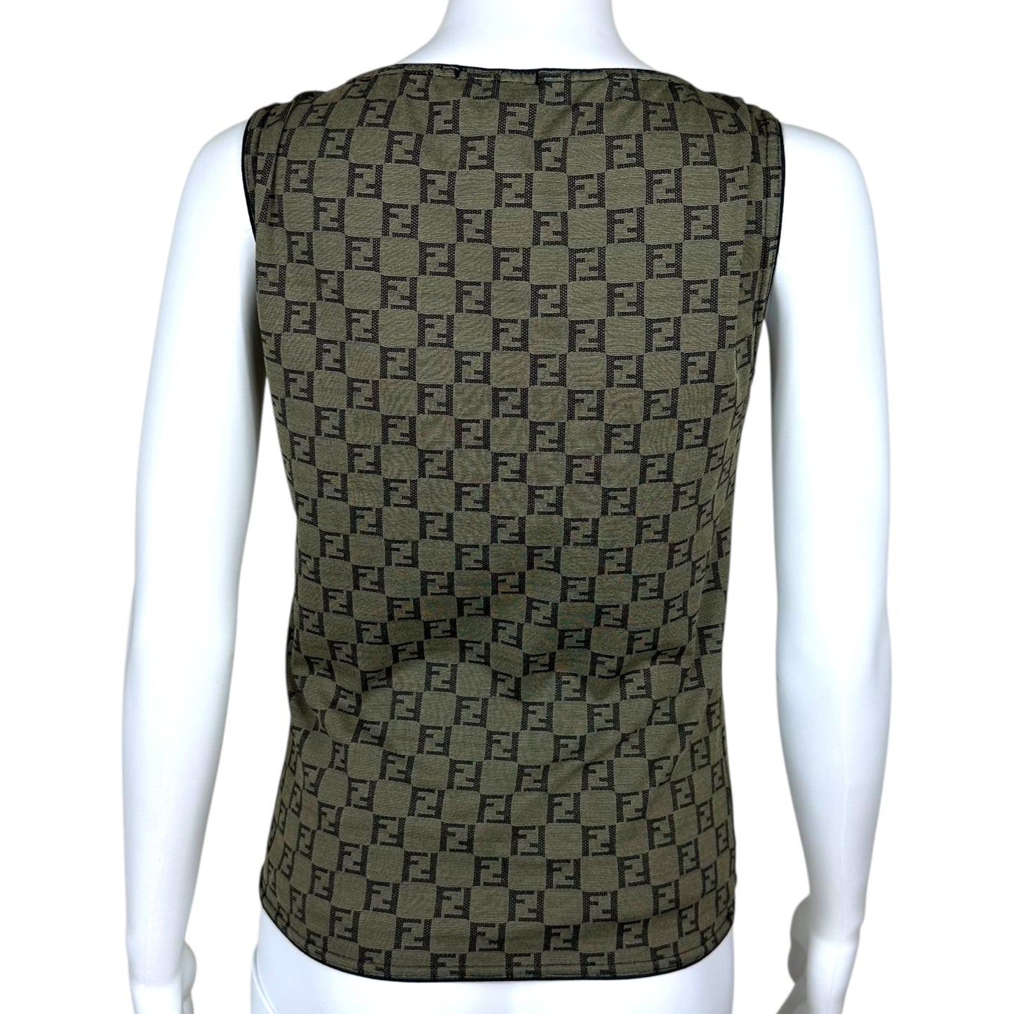 Fendi Khaki Green Zucca Monogram Tank Top
