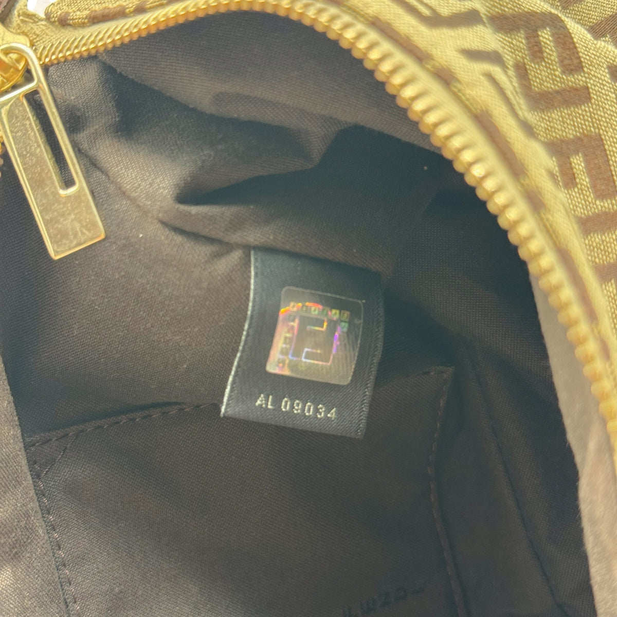 Fendi Shoulder Bag Light Brown Zucchino Monogram Fabric
