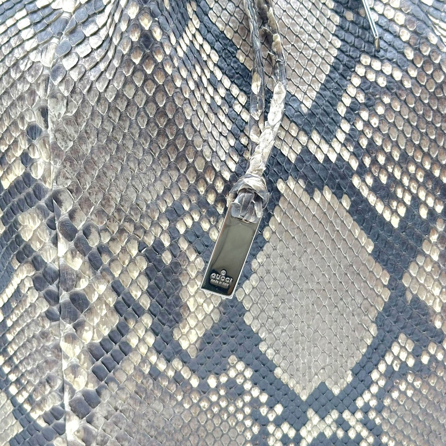 Gucci Brown Python Hobo Bag With Bamboo Handle