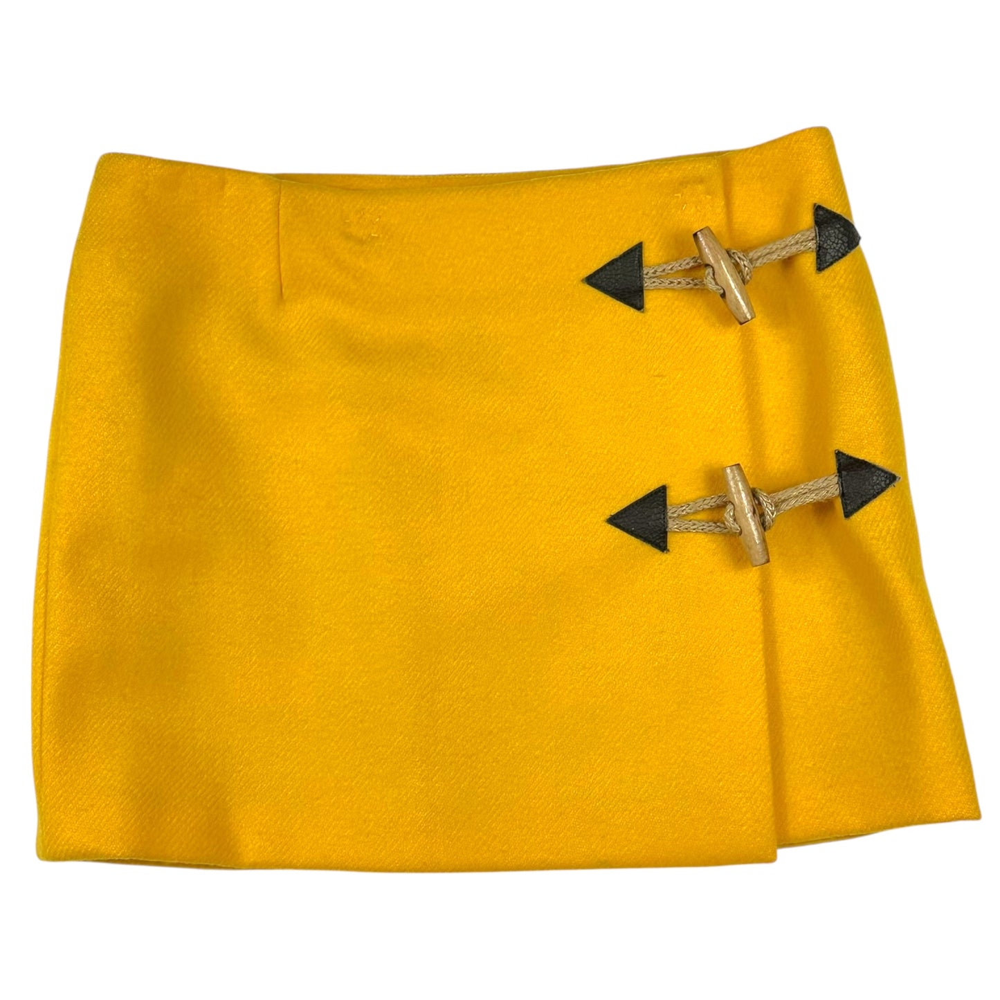 Dolce & Gabbana Yellow Wool Toggle Closure Mini Skirt