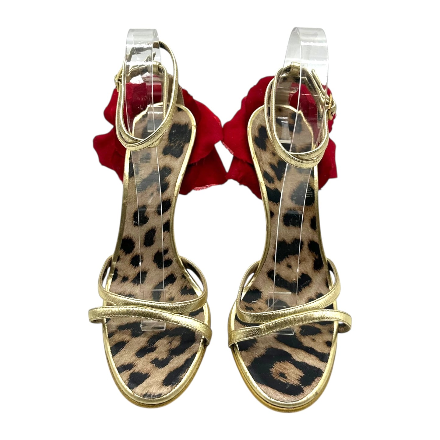 Roberto Cavalli Rose Heel Gold Strappy Sandals