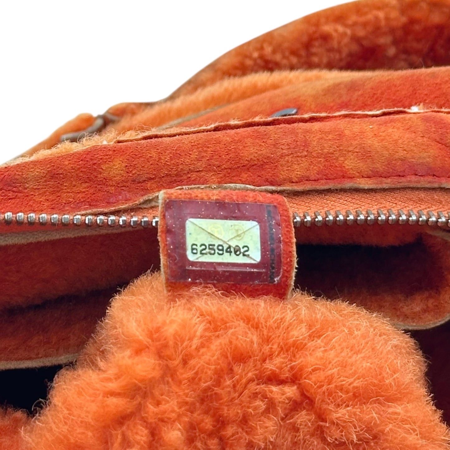 Chanel Orange Shearling Logo Shoulder Bag