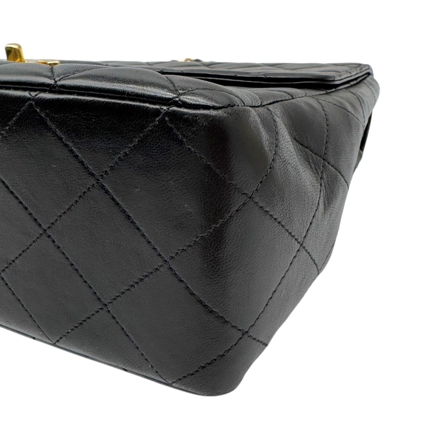 Chanel Black Lambskin Matelasse Jumbo Classic Flap Bag