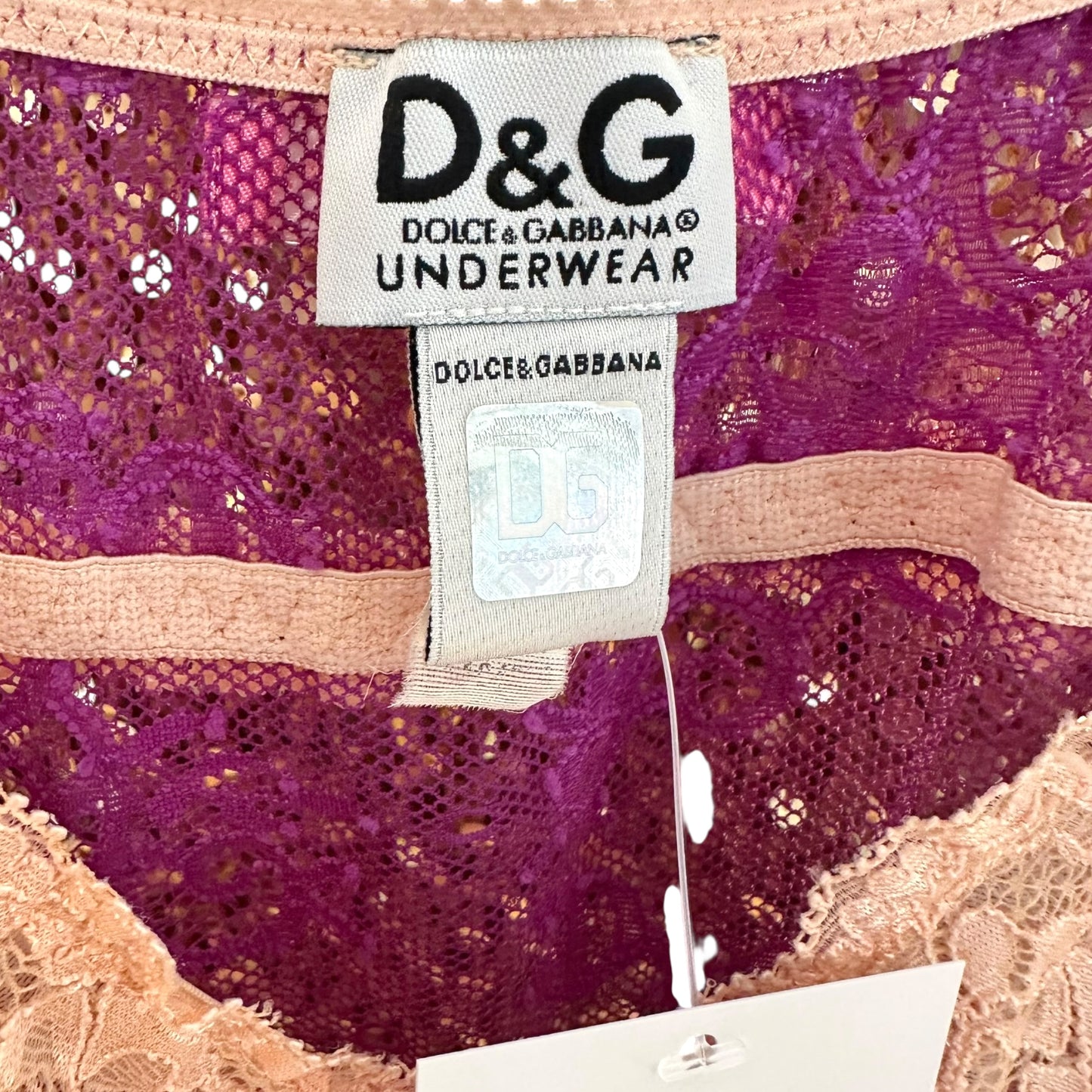Dolce & Gabbana Underwear Pink & Purple Lace Babydoll Cami