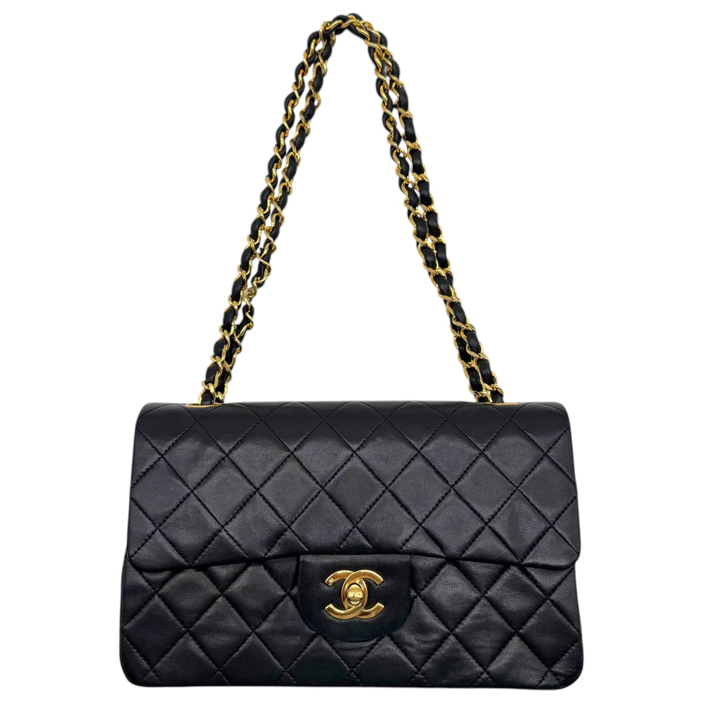 Chanel Black Lambskin Matelasse Small Classic Double Flap Bag