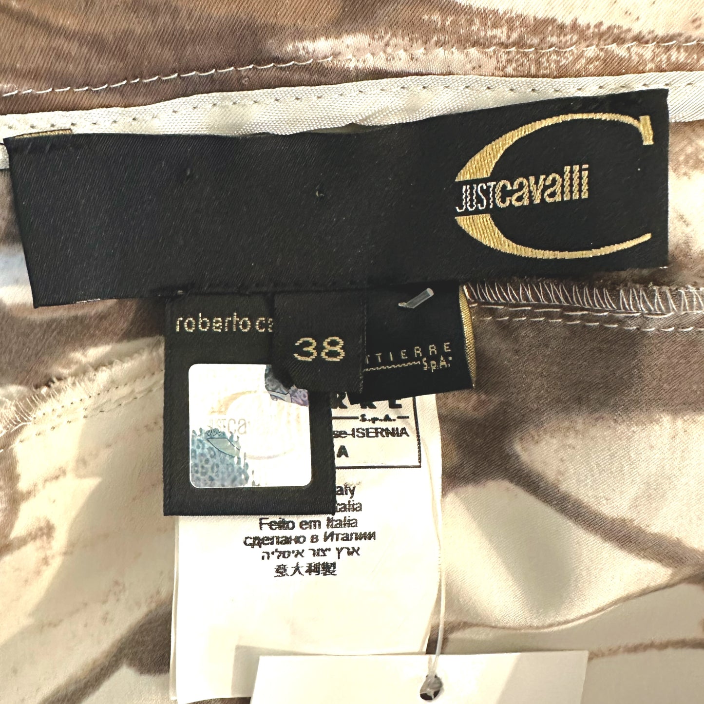 Just Cavalli Roberto Cavalli Brown & Ivory Scale Print Midi Skirt