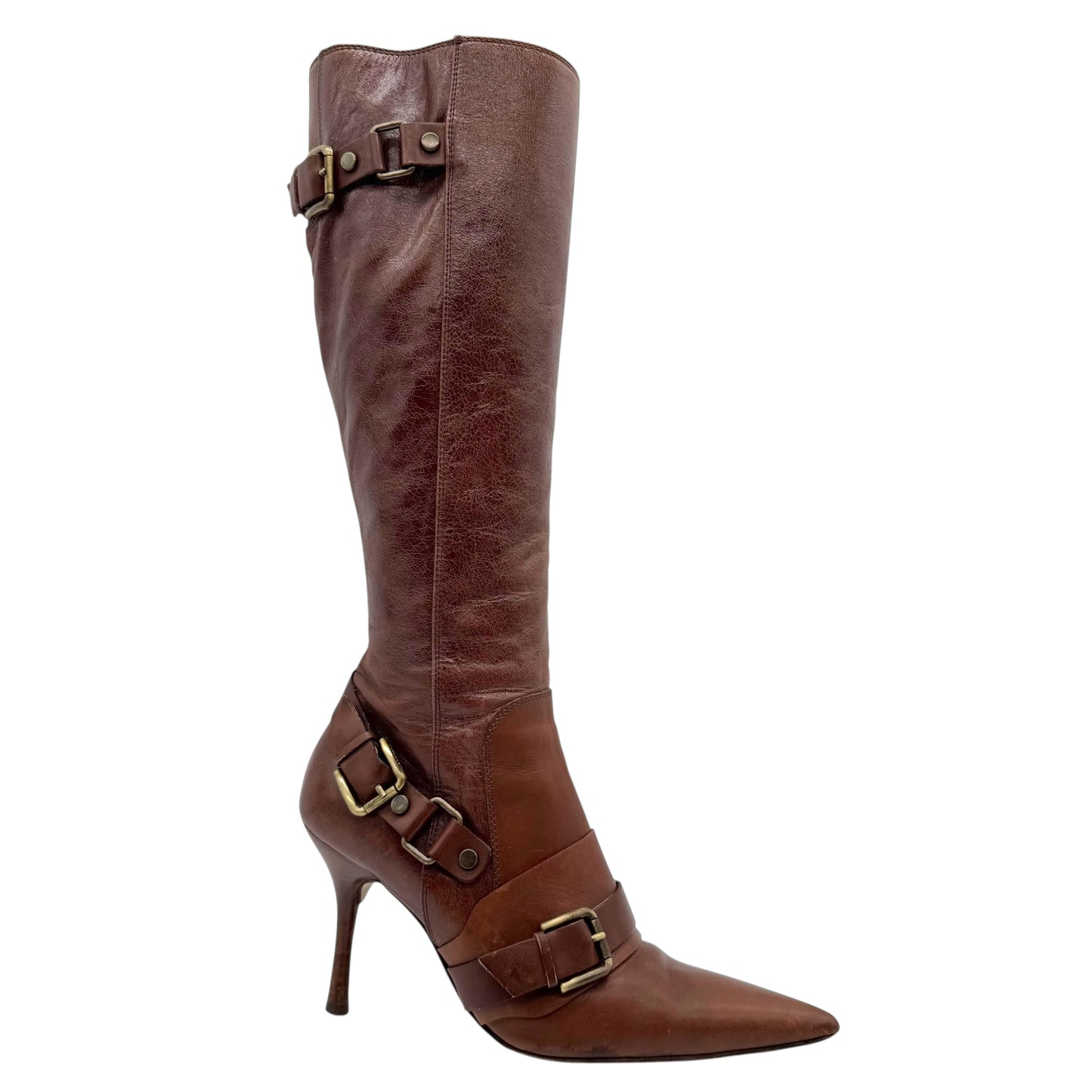Dolce & Gabbana Brown Leather Pointed Toe Boots