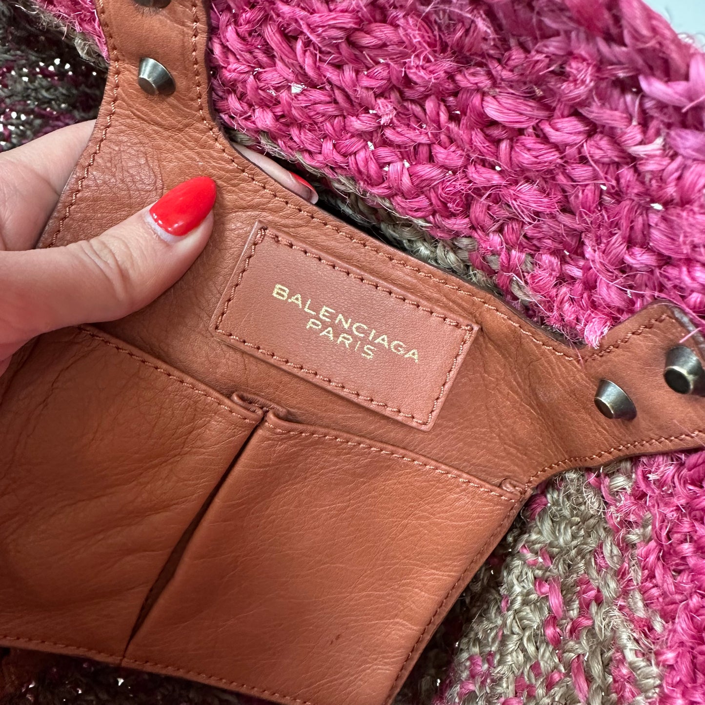 Balenciaga Pink Raffia City Beach Bag