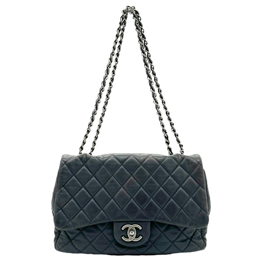 Chanel 2008 Gray Lambskin Jumbo Single Flap Bag