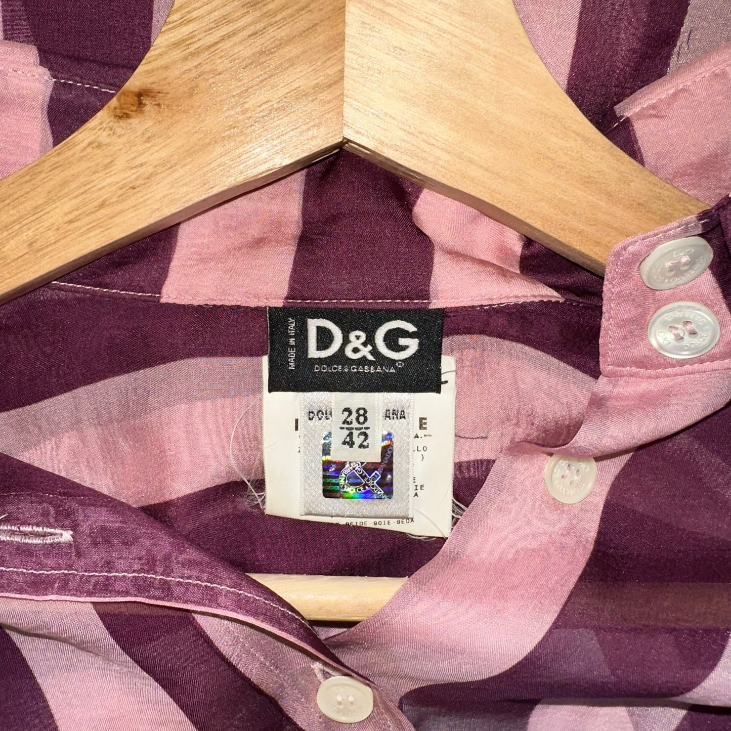 D&G Dolce & Gabbana Pink Striped Sheer Silk Blouse Top