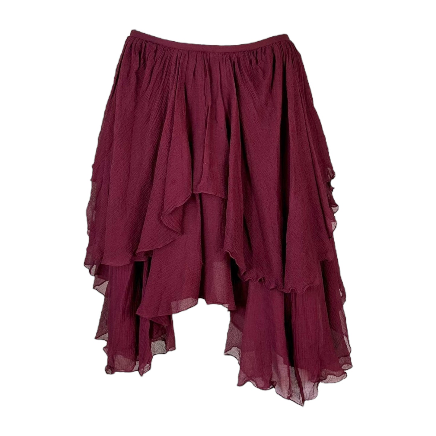 Chloe S/S 2017 Burgundy Silk Midi Skirt