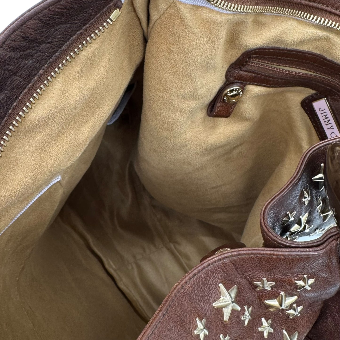 Jimmy Choo Brown Leather Star Studded Hobo Bag - Outfit Repeater