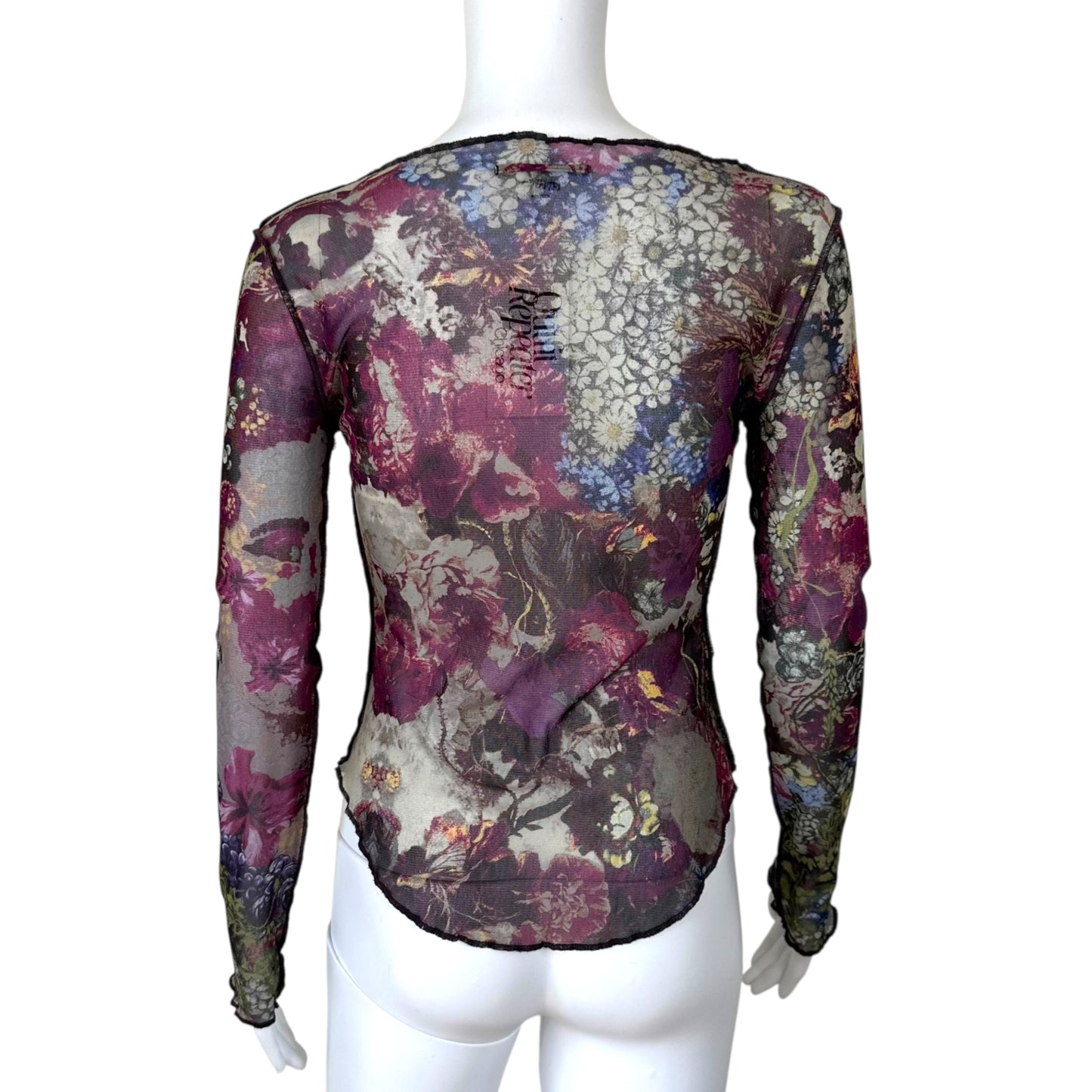 Jean Paul Gaultier Multicolor Floral Print Mesh Longsleeve