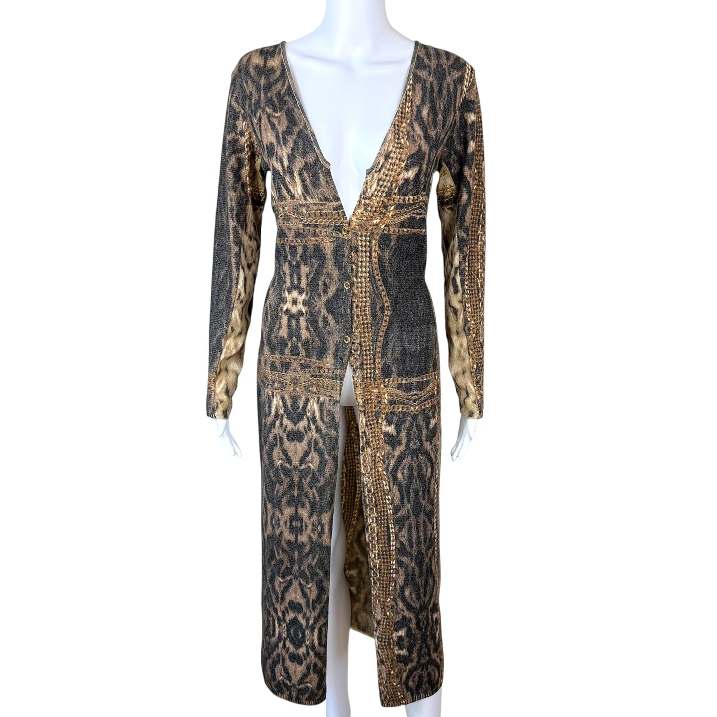 Roberto Cavalli Chain Print Duster Cardigan