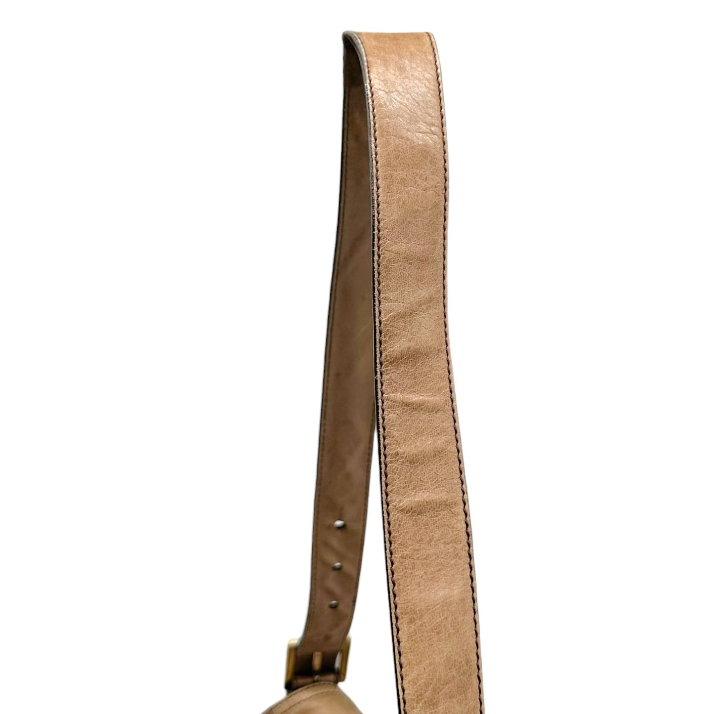 Fendi Tan Leather Fringe Trim XL 2-Way Baguette Bag