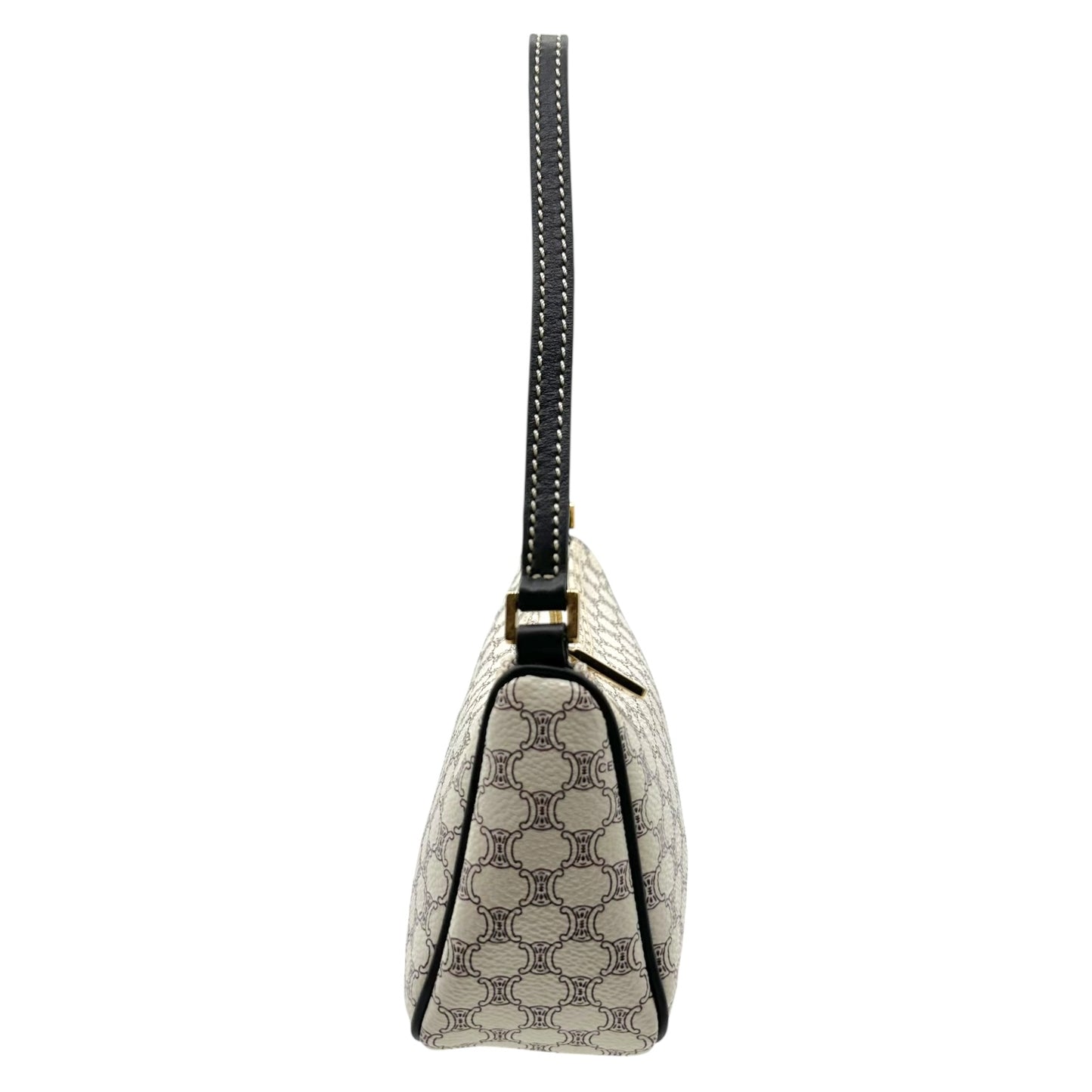 Celine White Triomphe Monogram Pochette Bag