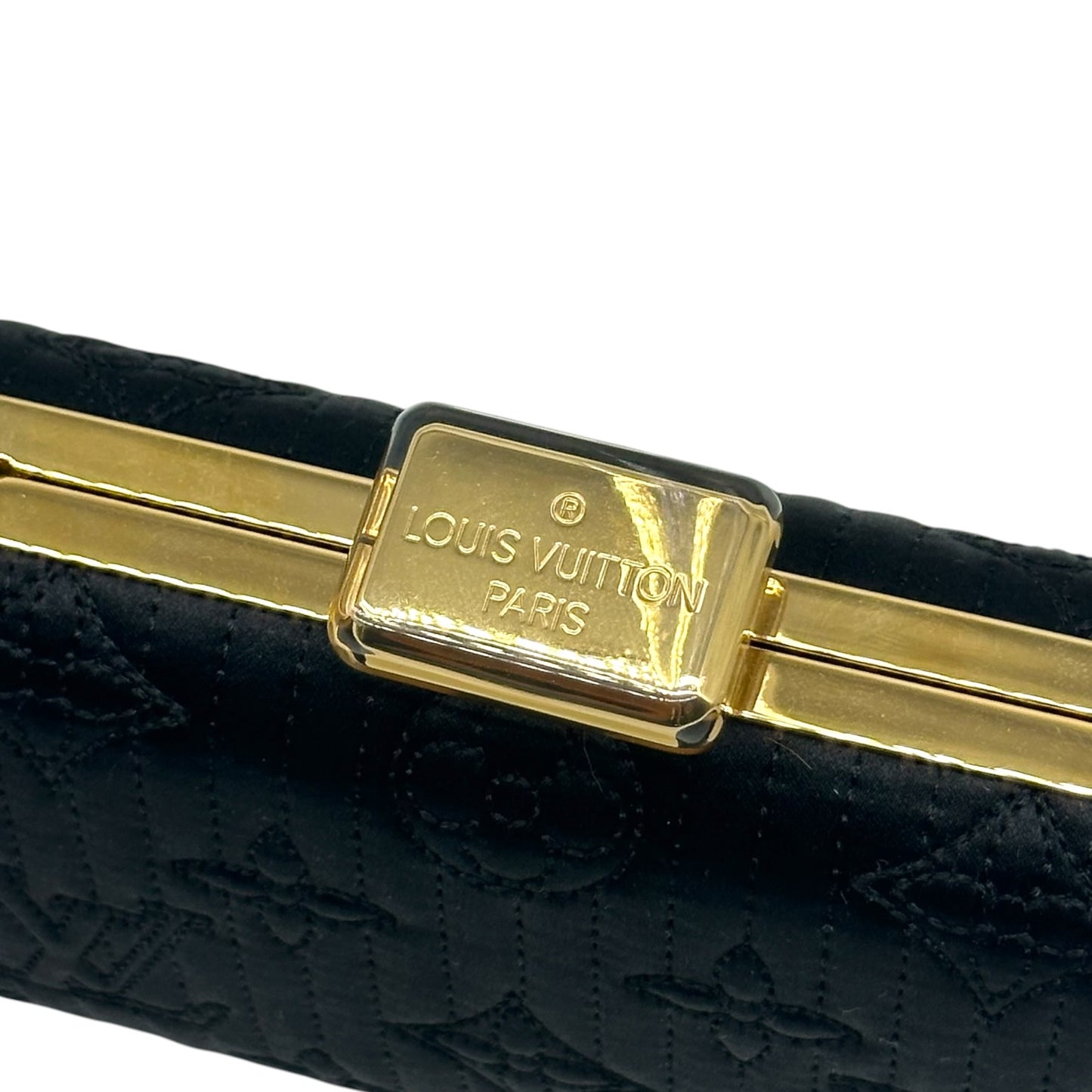Louis Vuitton Black Gold Monogram Minaudière Clutch Bag